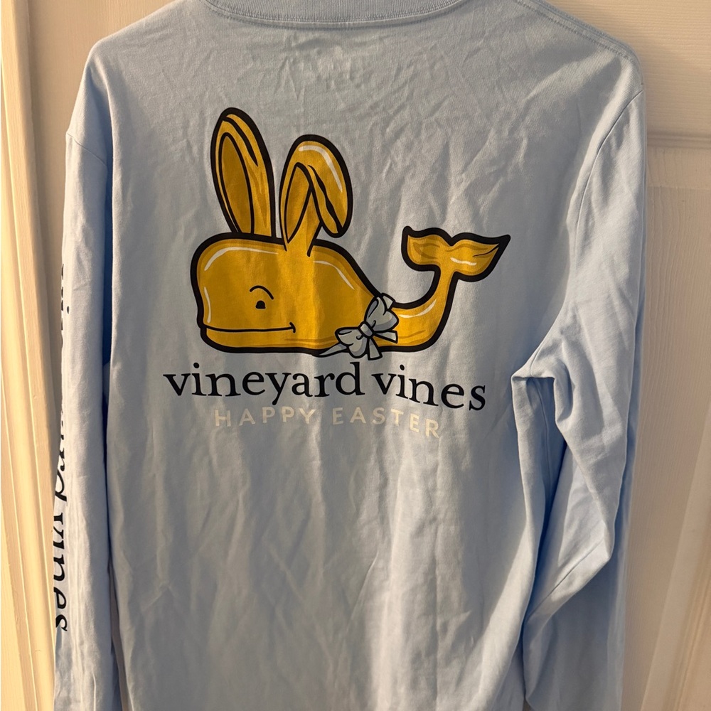 Vineyard Vines Blue Shirt with Yellow Whale